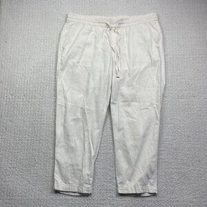 GAP Factory Store Linen Drawstring Pants Women Sz XL Ivory Wide Leg Comfty